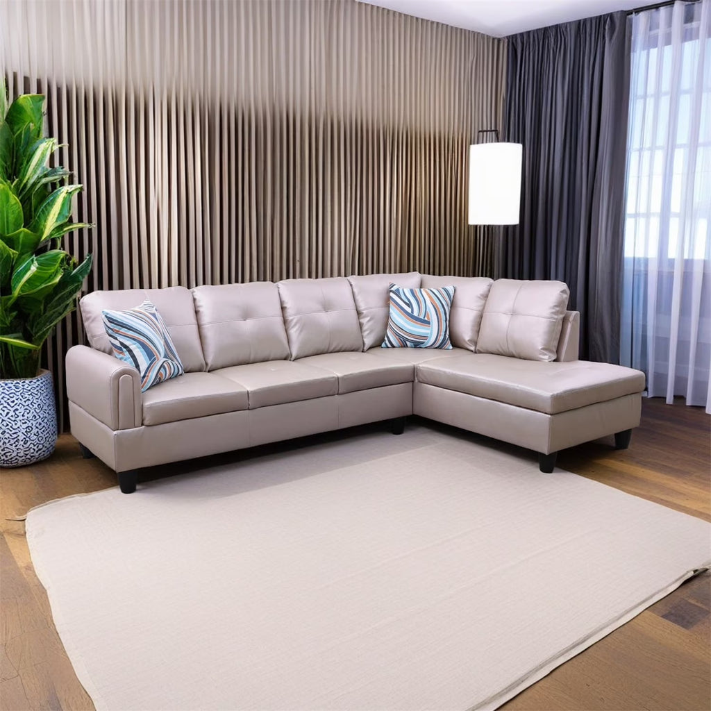 Sofa Set, Faux Leather Living Room Sofa Set,L-Shaped Living Room Couches,Latte