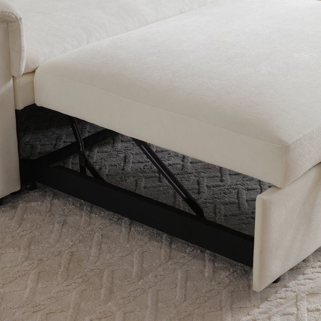 Modern Sofas 55" Velvet Two Seater Pull Out Sofa Bed, Adjustable Backrest with USB Ports, Two Side Pockets, 3 in 1 Convertible Sleeper Sofa Bed, Modern Love Seat Lounge,2 Waist Pillows for Living Roo