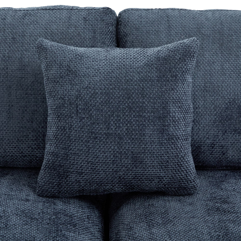 107.9" Upholstered Sectional Sofa,Cloud Sofa Couch with Double-Layer Cushion and Side Pockets,Compressed Sofa,Free-Combined Sectional Sofa for Living Room,Blue