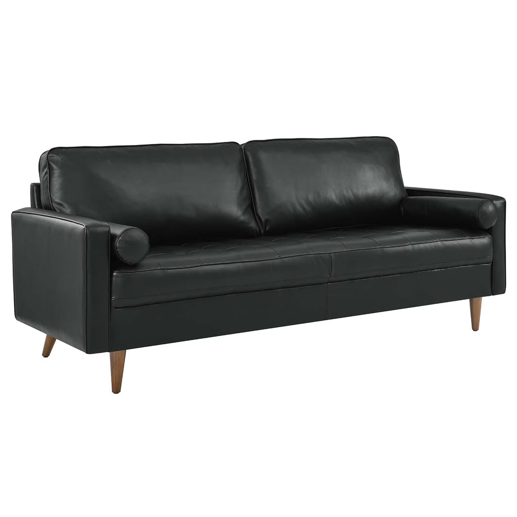 Valour 81" Leather Sofa in Black