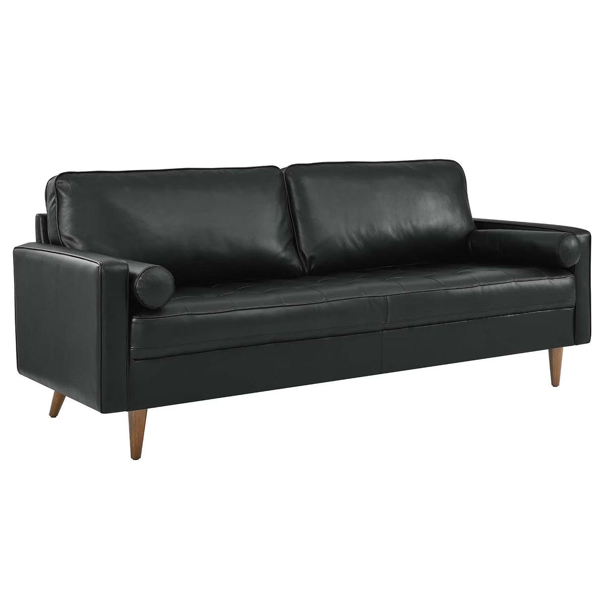 Valour 81" Leather Sofa in Black