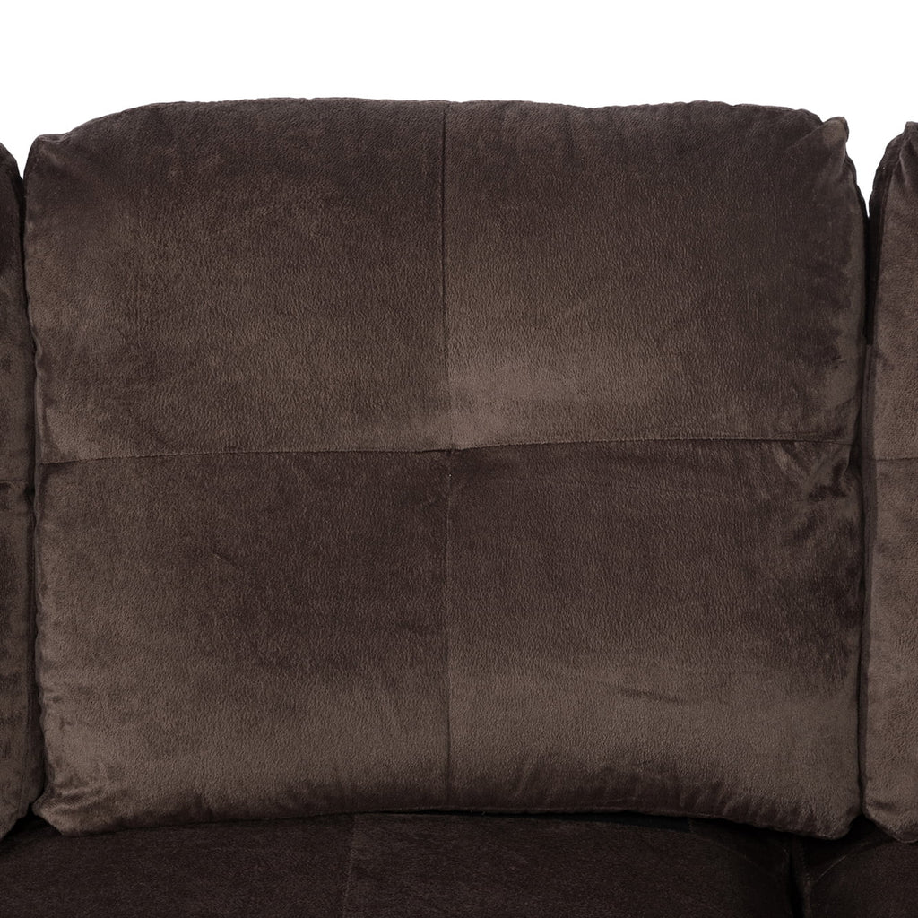 Lint&Pvc L Shaped Sectional Sofa, Sectional Couch Sofa, Modern Living Room Furniture Sets, Brown(No Ottoman)