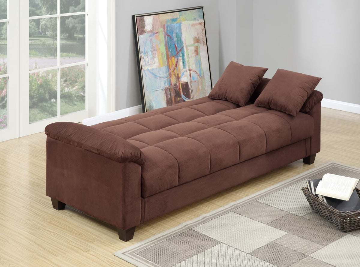 Modern Contemporary Living Room Adjustable Sofa Chocolate Microfiber Couch Plush Cushion Storage Couch 1Pc Sofa
