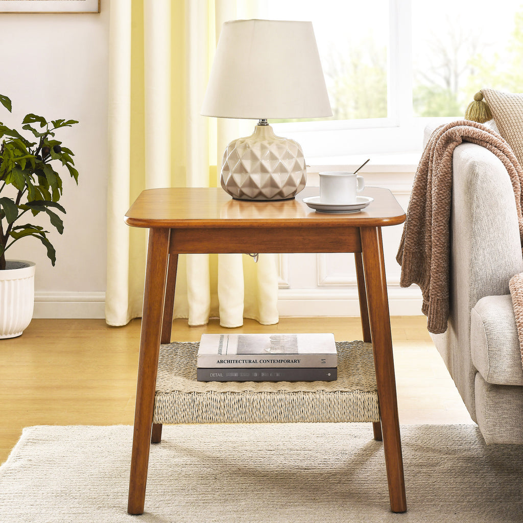23-Inch Mid-Century Design - Aesthetic Rattan Shelf - Home Office Addition - Reliable Quality