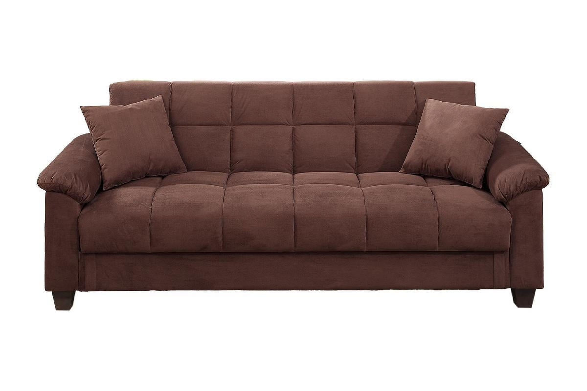 Modern Contemporary Living Room Adjustable Sofa Chocolate Microfiber Couch Plush Cushion Storage Couch 1Pc Sofa