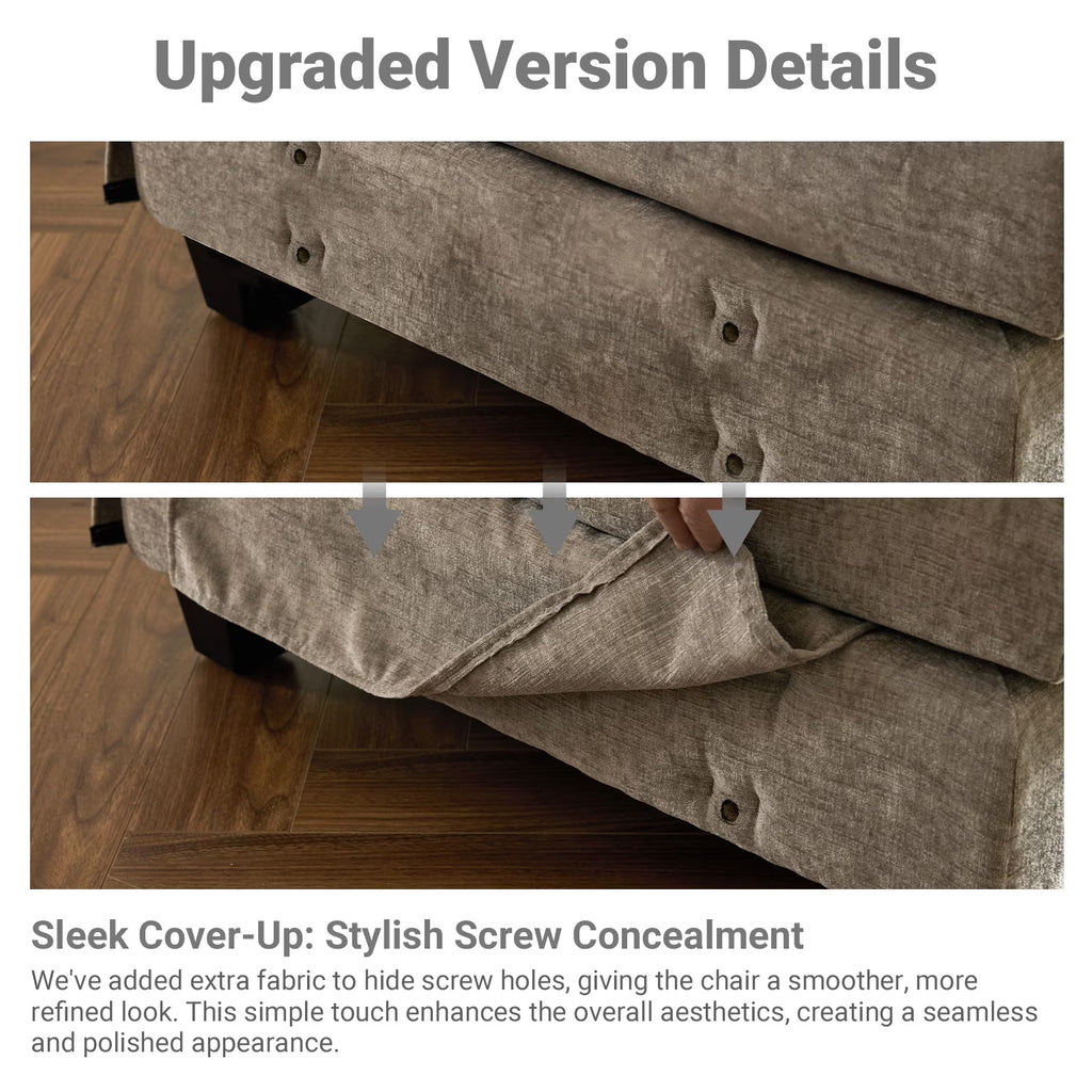 120" W Sectional Sofa U Shaped Couch with Double Chaise Chenille Sleeper Set with 3 Oversized Seats Light Gray
