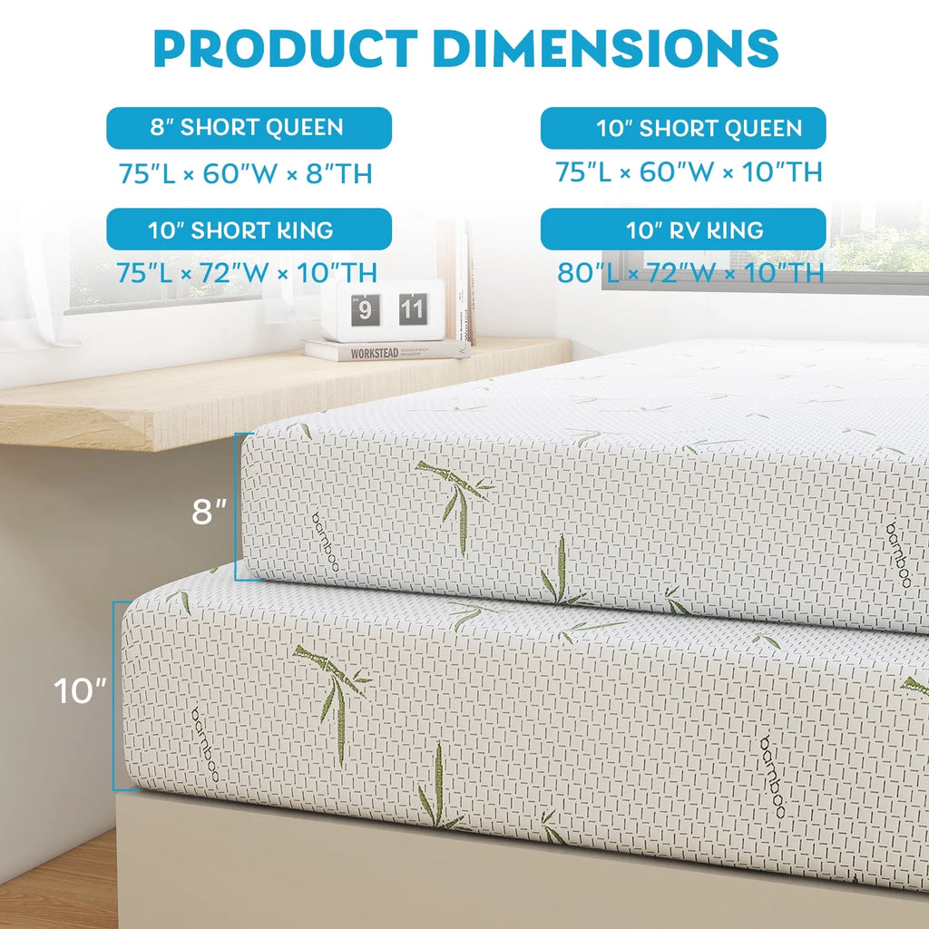 Short Queen Memory Foam Mattress, RV Mattress, 8 Inch Short Queen Size Mattress for Rvs, Campers Trailers Mattress in a Box