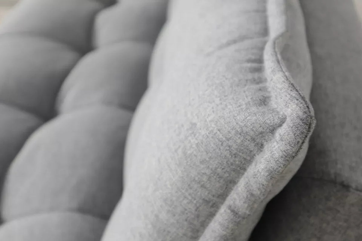 Light Gray Convertible Sofa Bed, Click Clack Mechanism Futon Sofa Couch, Plush Pillow Top Tufted Sofa