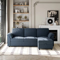 79.4" Sectional Sofa with Movable Storage Ottoman, L-Shaped Convertible Sofa Couch for Small Living Room, Blue