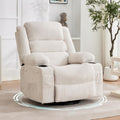 Manual Swivel Rocker Recliner Chair with Headrest- Metal Frame Sponge Padded Leisure Sofa- Corduroy Upholstery- Beige- 54Cm Seat Width