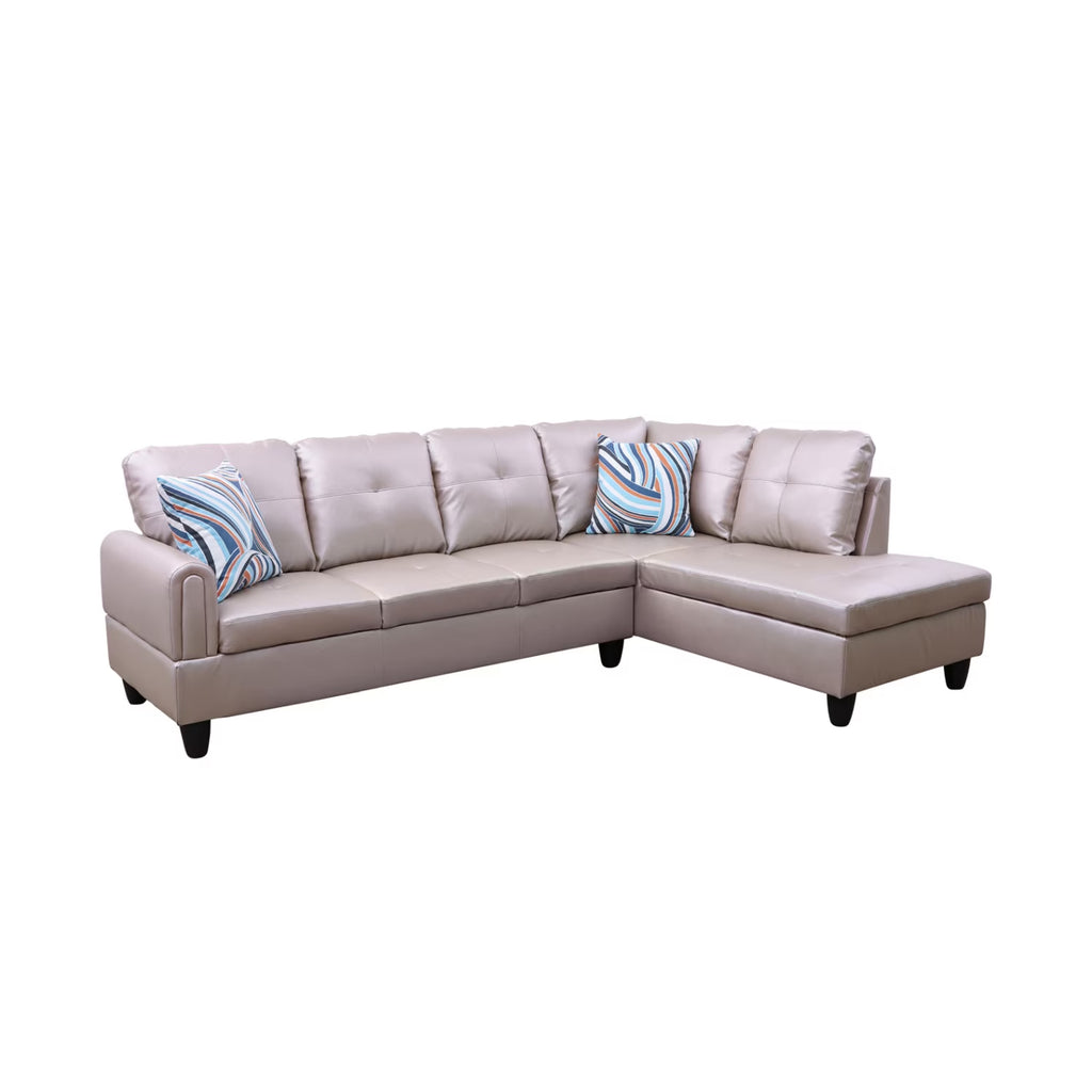 Sofa Set, Faux Leather Living Room Sofa Set,L-Shaped Living Room Couches,Latte