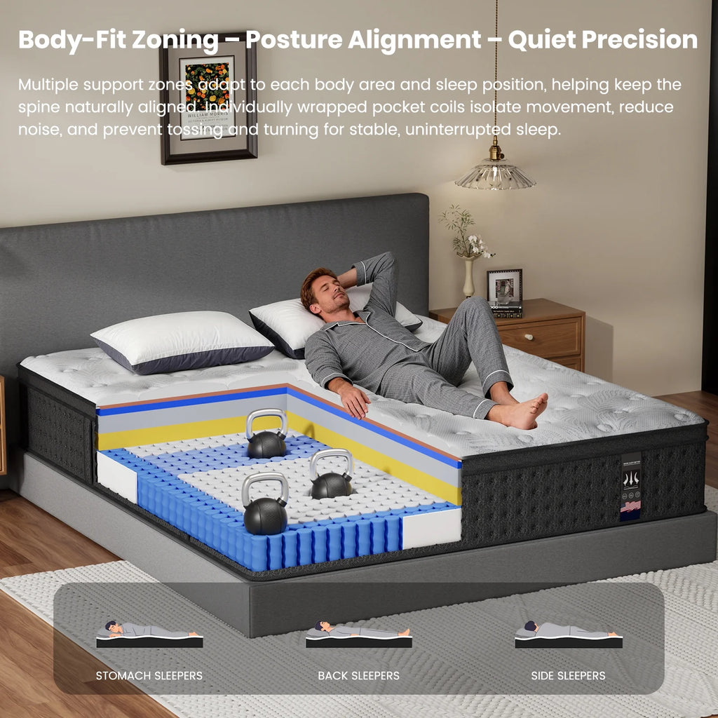 Mattress 14 Inch Full Size Gel Memory Foam Hybrid Mattress in a Box, Medium