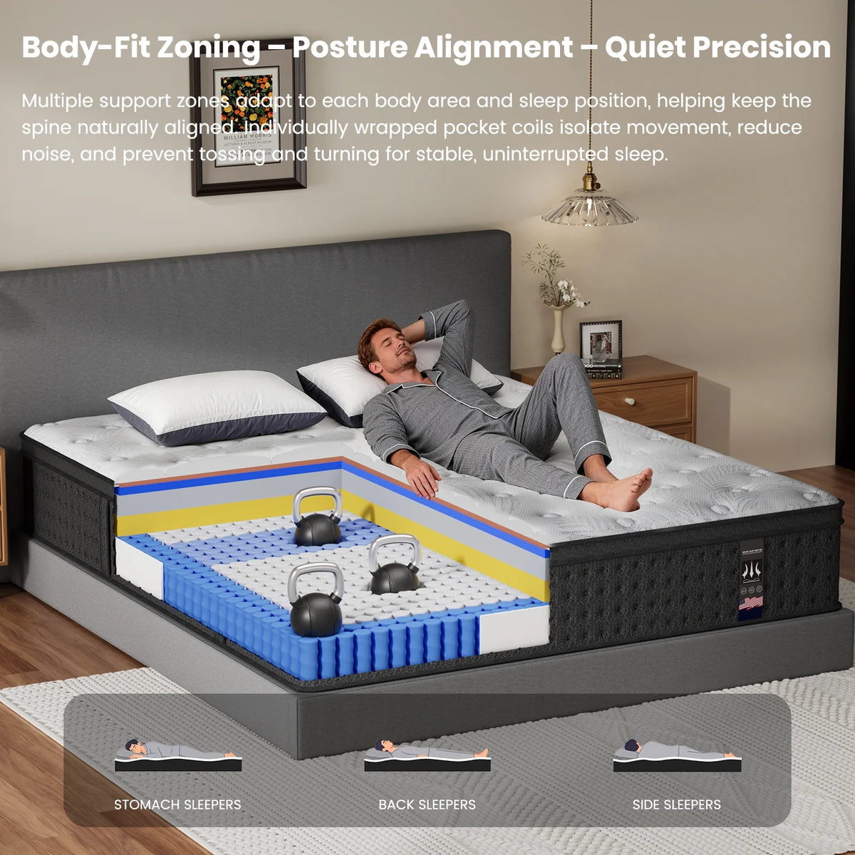 Mattress 14 Inch Full Size Gel Memory Foam Hybrid Mattress in a Box, Medium