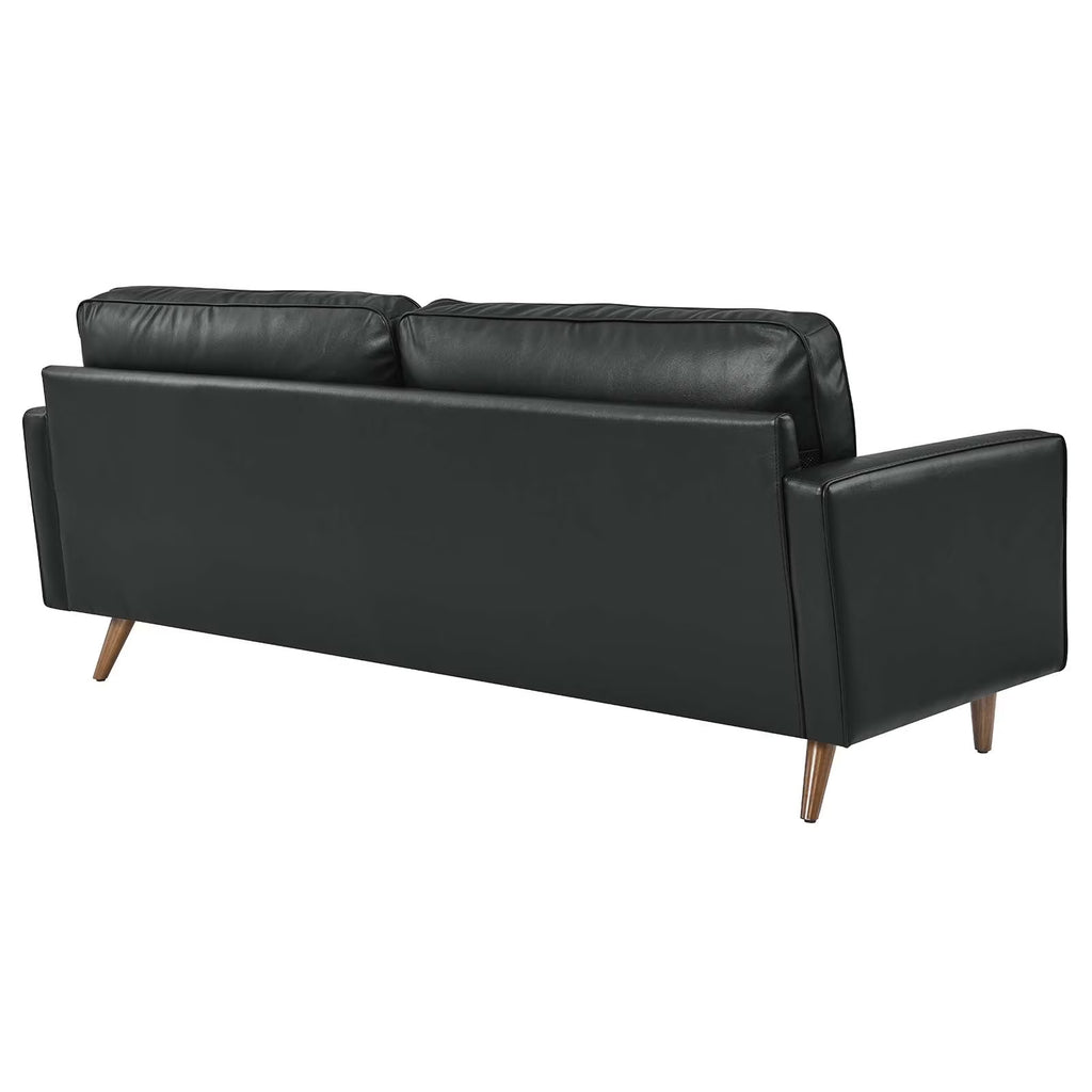 Valour 81" Leather Sofa in Black