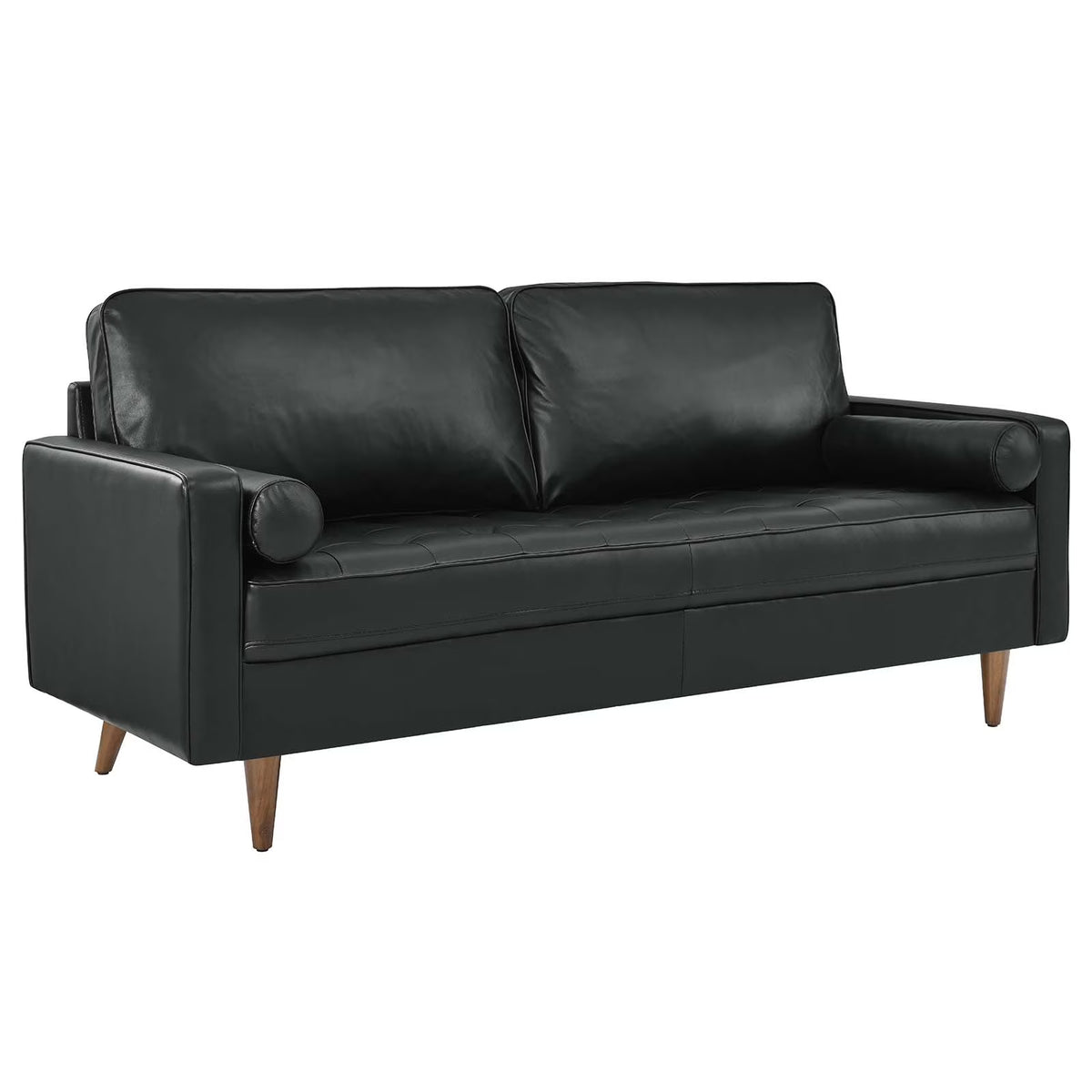 Valour Leather Sofa in Black