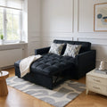51.1 Inch Convertible Sofa Bed, Velvet Loveseat Sofa with Foldable Sofa Bed, Sleeper Sofa for Living Room or Office, Futon Sofa with Adjustable Backrest.Black