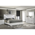 Fashionable 4 Queen Bedroom with Led Lighted Headboard & Storage - Bed, 6 Dresser, Matching Mirror, 2 Nightstand White 4 Pc and Spacious Interior