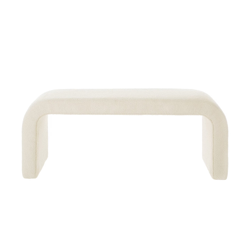 Storage Ottomans Set of 3 U-Shaped Modern Bench Teddy Ottoman Bench for Entryway, Bedroom End of Bed, Set of 3 Small Sofa Footrest Extra Seating for Living Room, 44+18 Inch Bench Bench & Ottoman- Cr