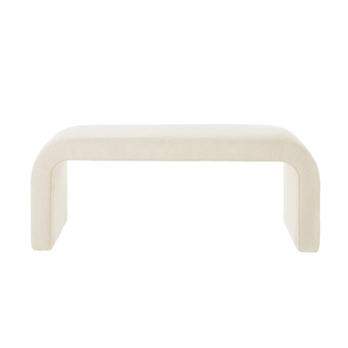Storage Ottomans Set of 3 U-Shaped Modern Bench Teddy Ottoman Bench for Entryway, Bedroom End of Bed, Set of 3 Small Sofa Footrest Extra Seating for Living Room, 44+18 Inch Bench Bench & Ottoman- Cr