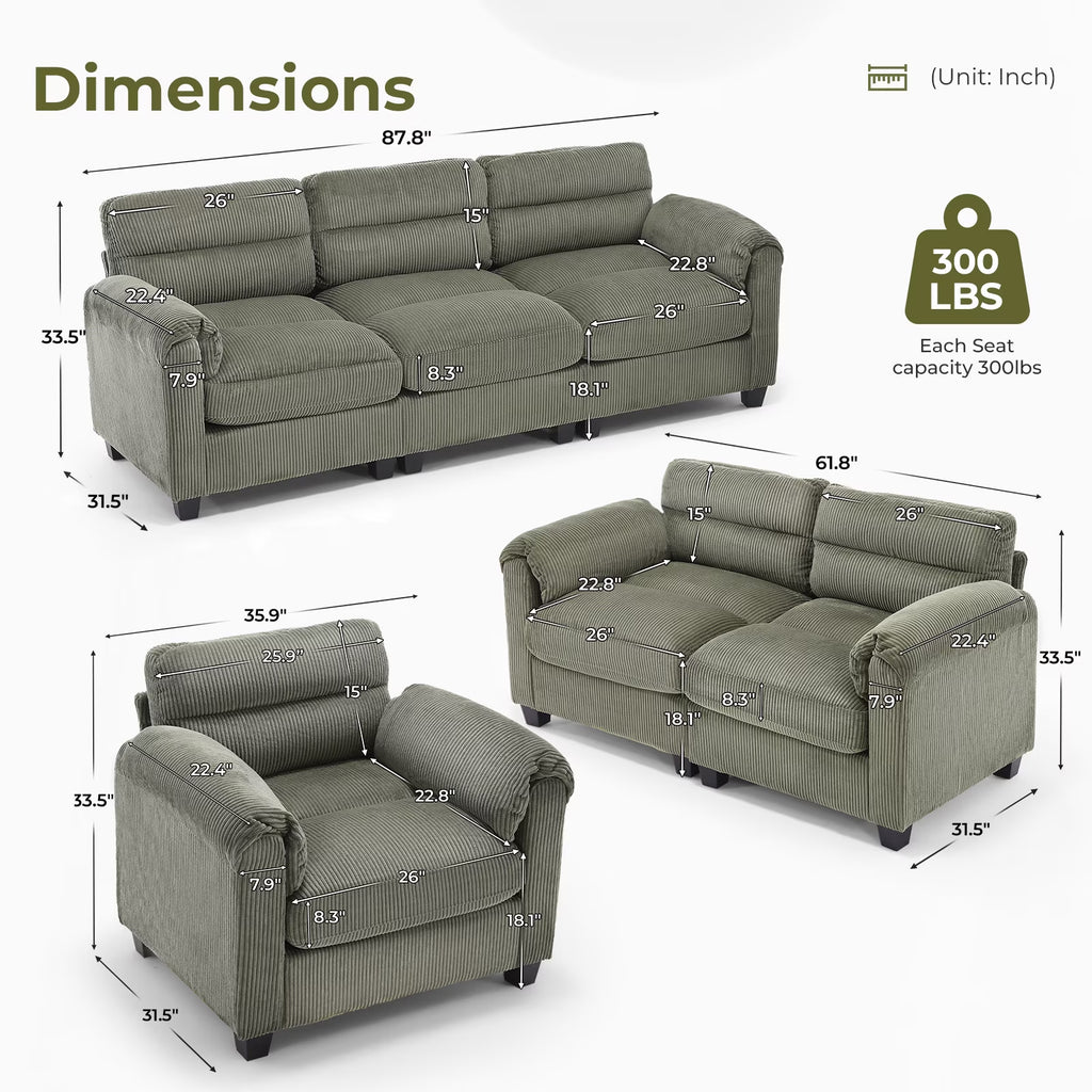 Modular Sectional Sofa Couches Living Room Sofa Set Ideal for Small Spaces & Family Fun Green