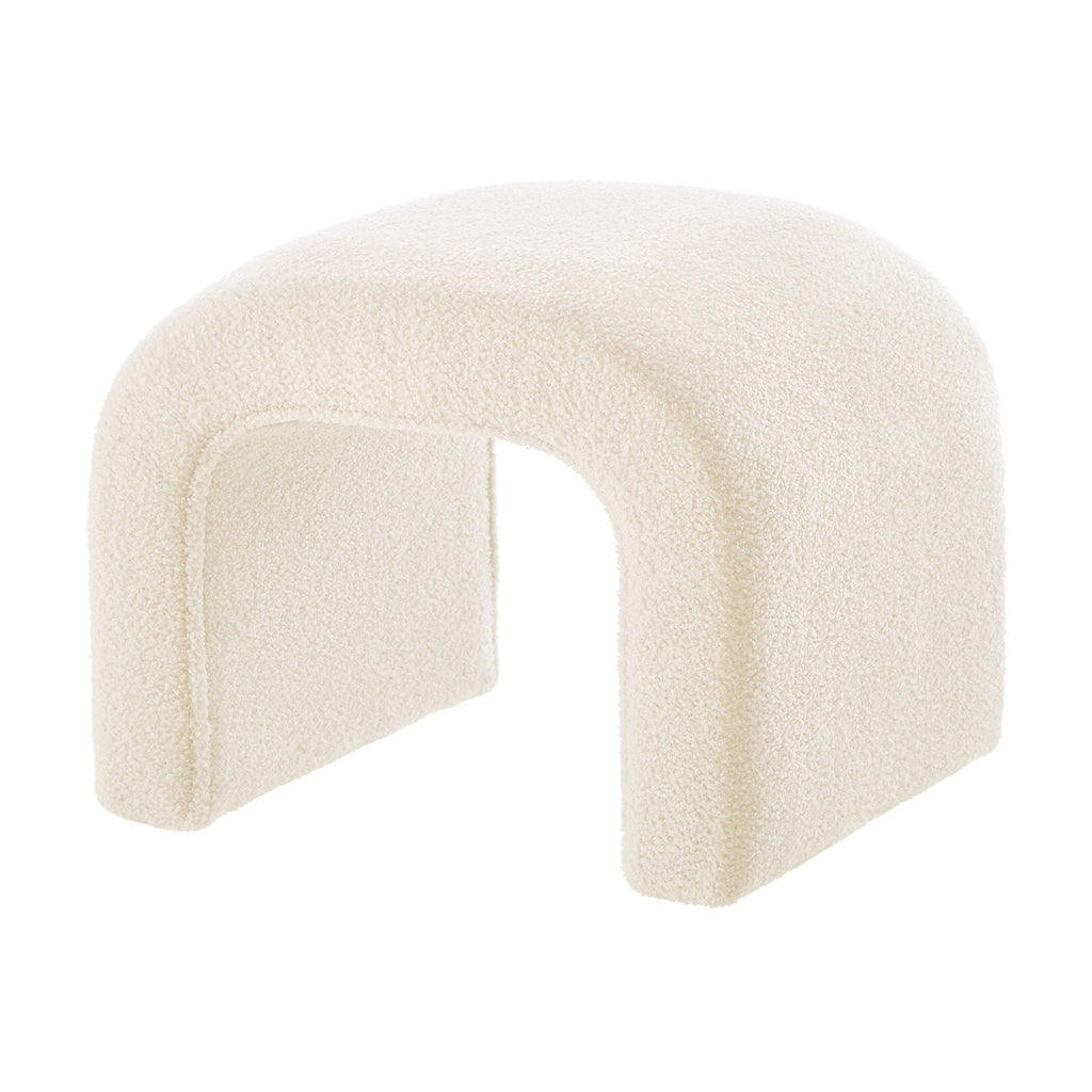 Storage Ottomans Set of 3 U-Shaped Modern Bench Teddy Ottoman Bench for Entryway, Bedroom End of Bed, Set of 3 Small Sofa Footrest Extra Seating for Living Room, 44+18 Inch Bench Bench & Ottoman- Cr