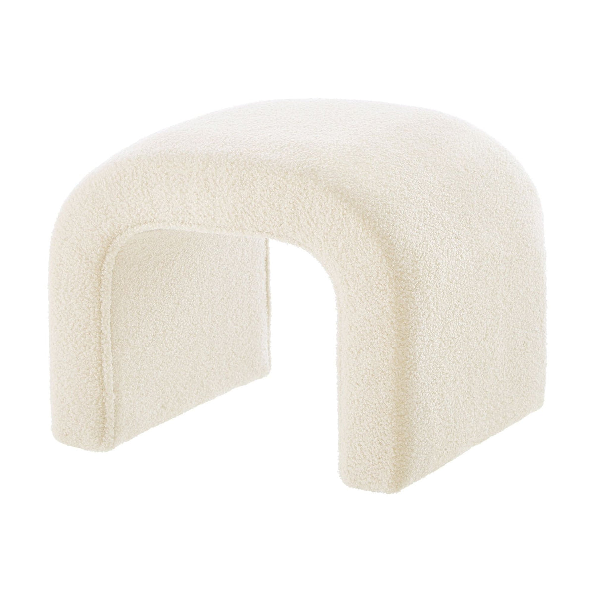Storage Ottomans Set of 3 U-Shaped Modern Bench Teddy Ottoman Bench for Entryway, Bedroom End of Bed, Set of 3 Small Sofa Footrest Extra Seating for Living Room, 44+18 Inch Bench Bench & Ottoman- Cr