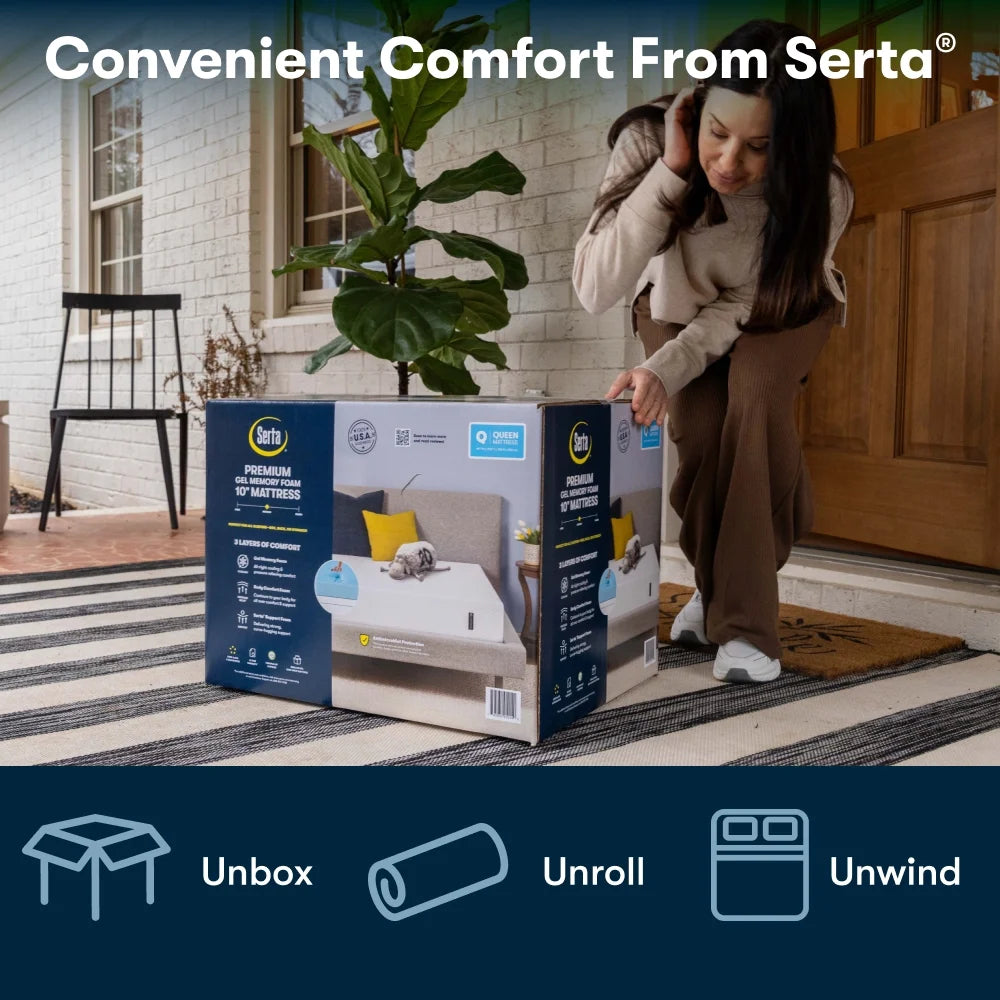 10 Inch, Full Mattress, Medium Mattress, Gel Memory Foam Mattress, Cooling, Pressure Relief, Mattress in a Box, Full Size Mattress