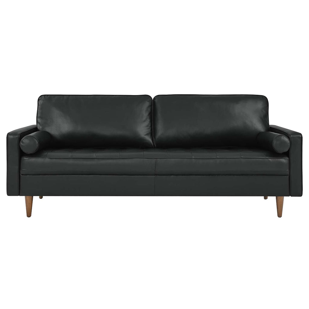 Valour 81" Leather Sofa in Black