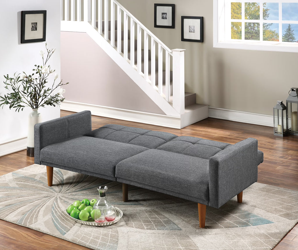Gorgeous Modern Living Room Sofa Couch Convertible Bed Blue Grey Polyfiber 1Pc Couch Sofa Cushion Tufted Wooden Legs