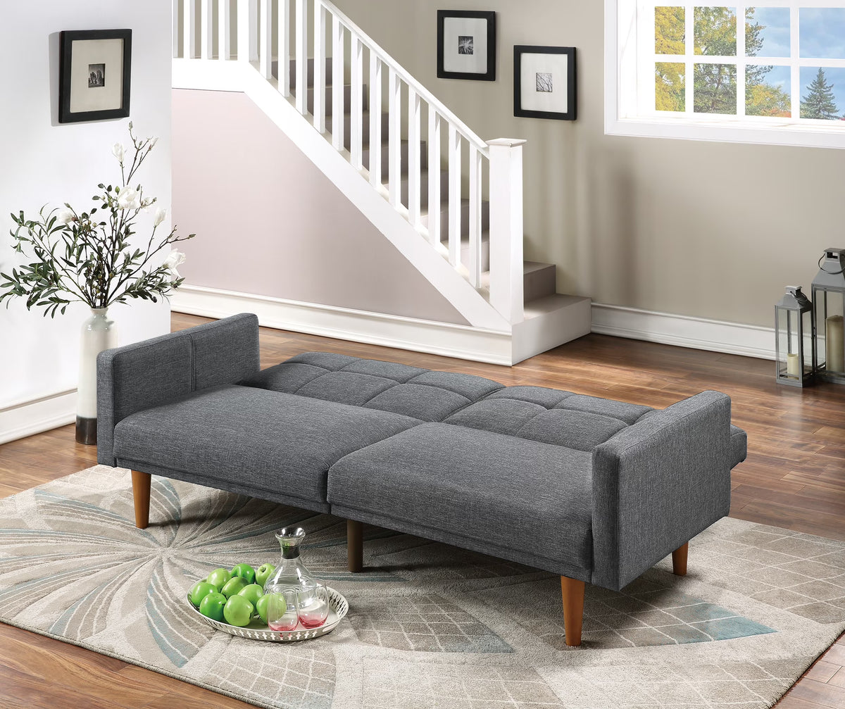Gorgeous Modern Living Room Sofa Couch Convertible Bed Blue Grey Polyfiber 1Pc Couch Sofa Cushion Tufted Wooden Legs