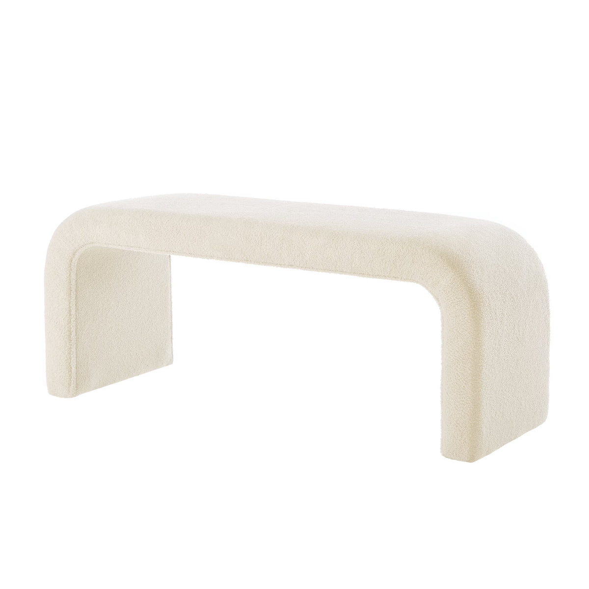 Storage Ottomans Set of 3 U-Shaped Modern Bench Teddy Ottoman Bench for Entryway, Bedroom End of Bed, Set of 3 Small Sofa Footrest Extra Seating for Living Room, 44+18 Inch Bench Bench & Ottoman- Cr