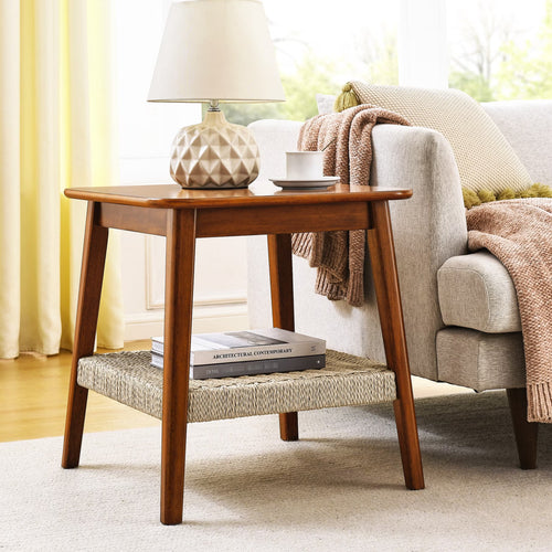 23-Inch Mid-Century Design - Aesthetic Rattan Shelf - Home Office Addition - Reliable Quality