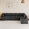 124.8"L-Shaped Modular Sofa Convertible Sofa Bed Pull Out Sofa Sleeper Couch with Two Back Pillows, Two USB Ports and Two Power Sockets for Living Room