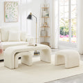 Storage Ottomans Set of 3 U-Shaped Modern Bench Teddy Ottoman Bench for Entryway, Bedroom End of Bed, Set of 3 Small Sofa Footrest Extra Seating for Living Room, 44+18 Inch Bench Bench & Ottoman- Cr