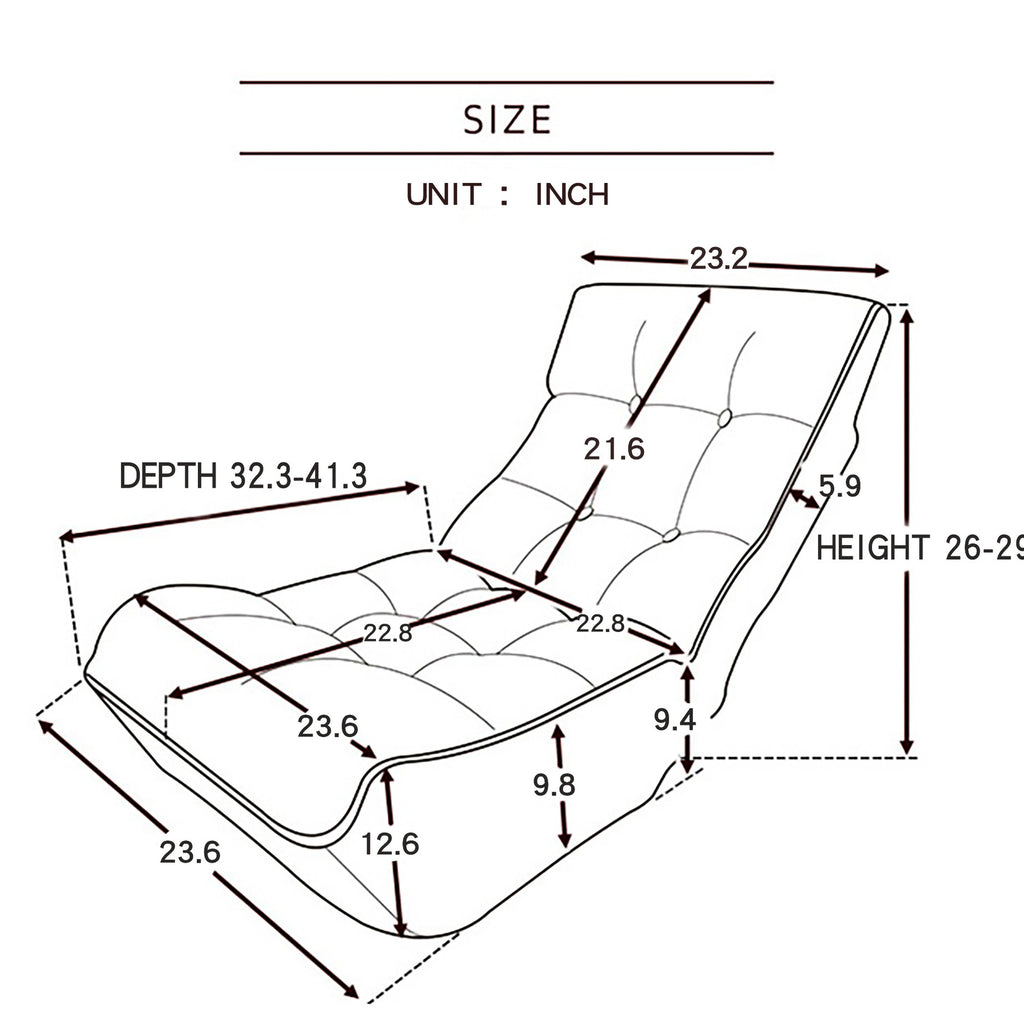 Folding Lazy Sofa with Ergonomic Design / Ideal for Working by the Bed