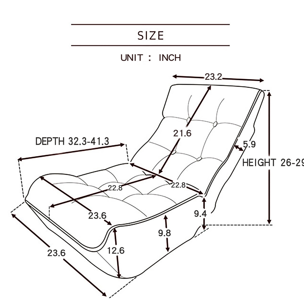 Folding Lazy Sofa with Ergonomic Design / Ideal for Working by the Bed