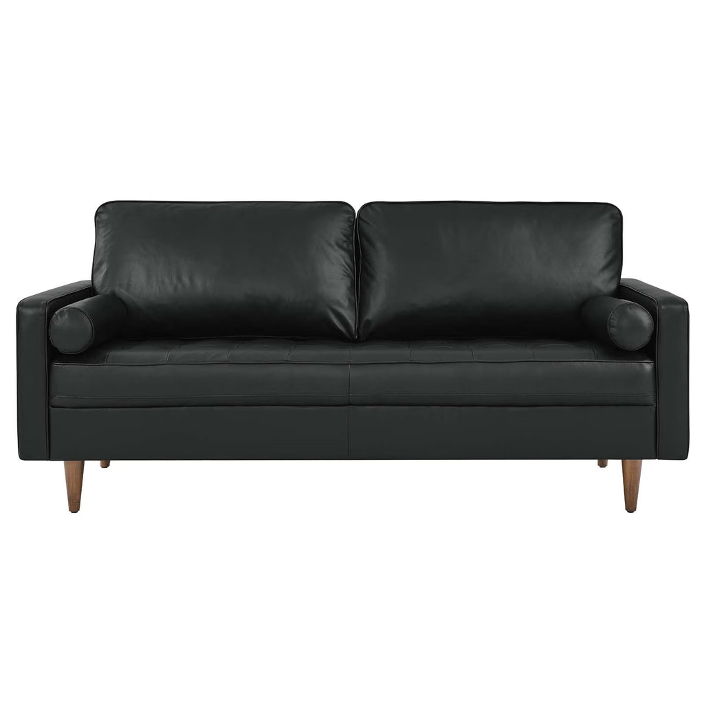 Valour Leather Sofa in Black