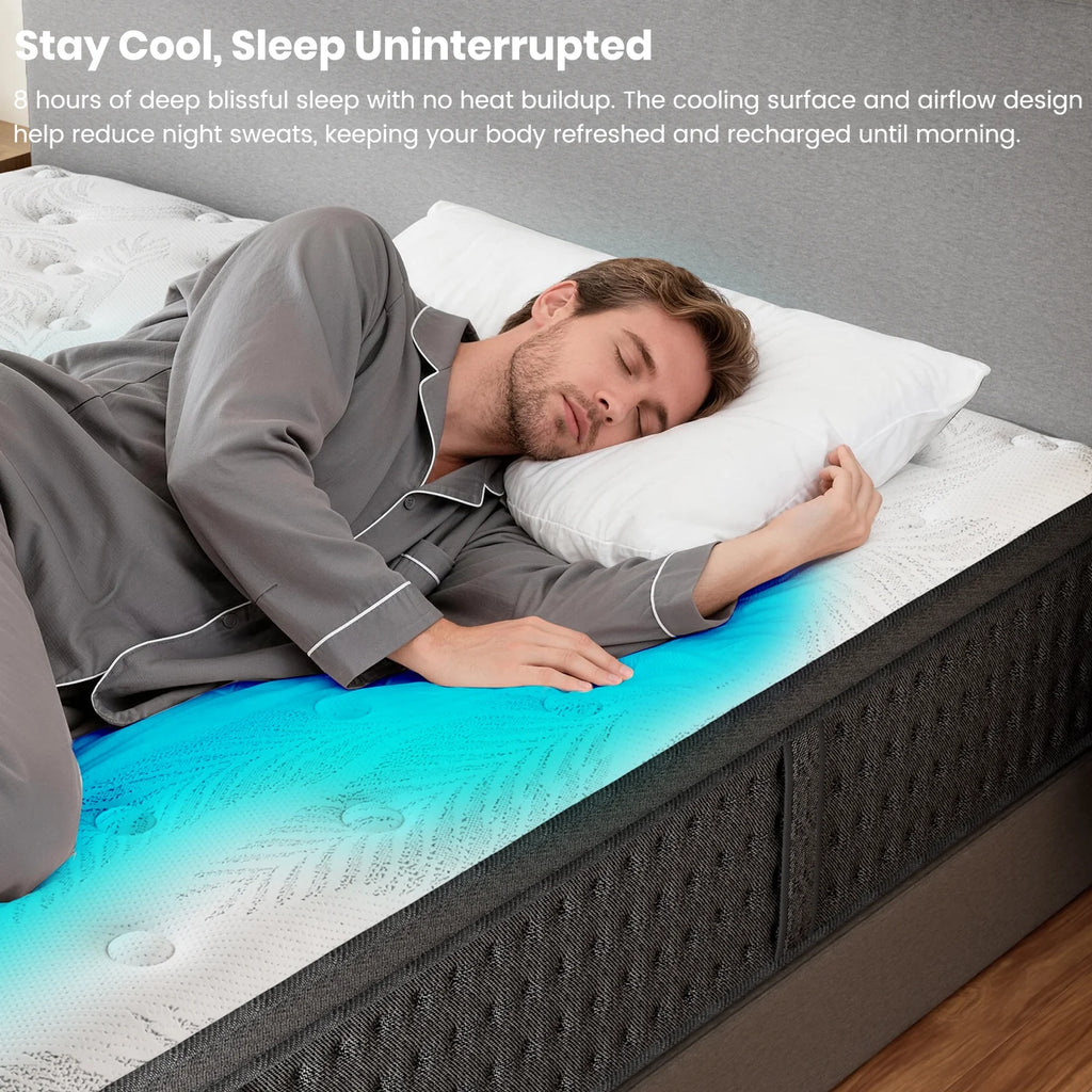 Mattress 14 Inch Full Size Gel Memory Foam Hybrid Mattress in a Box, Medium