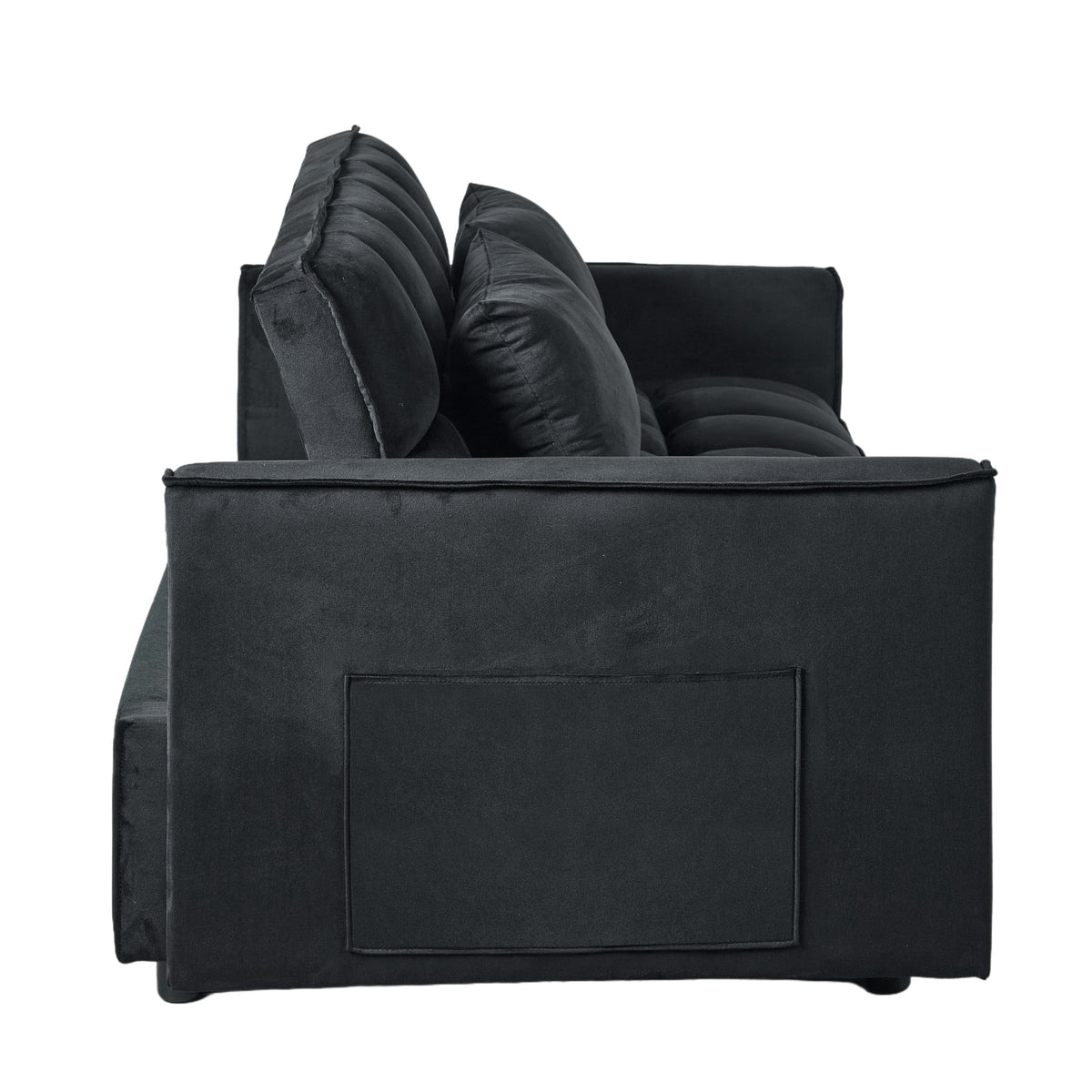 51.1 Inch Convertible Sofa Bed, Velvet Loveseat Sofa with Foldable Sofa Bed, Sleeper Sofa for Living Room or Office, Futon Sofa with Adjustable Backrest.Black