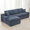 107.9" Upholstered Sectional Sofa,Cloud Sofa Couch with Double-Layer Cushion and Side Pockets,Compressed Sofa,Free-Combined Sectional Sofa for Living Room,Blue