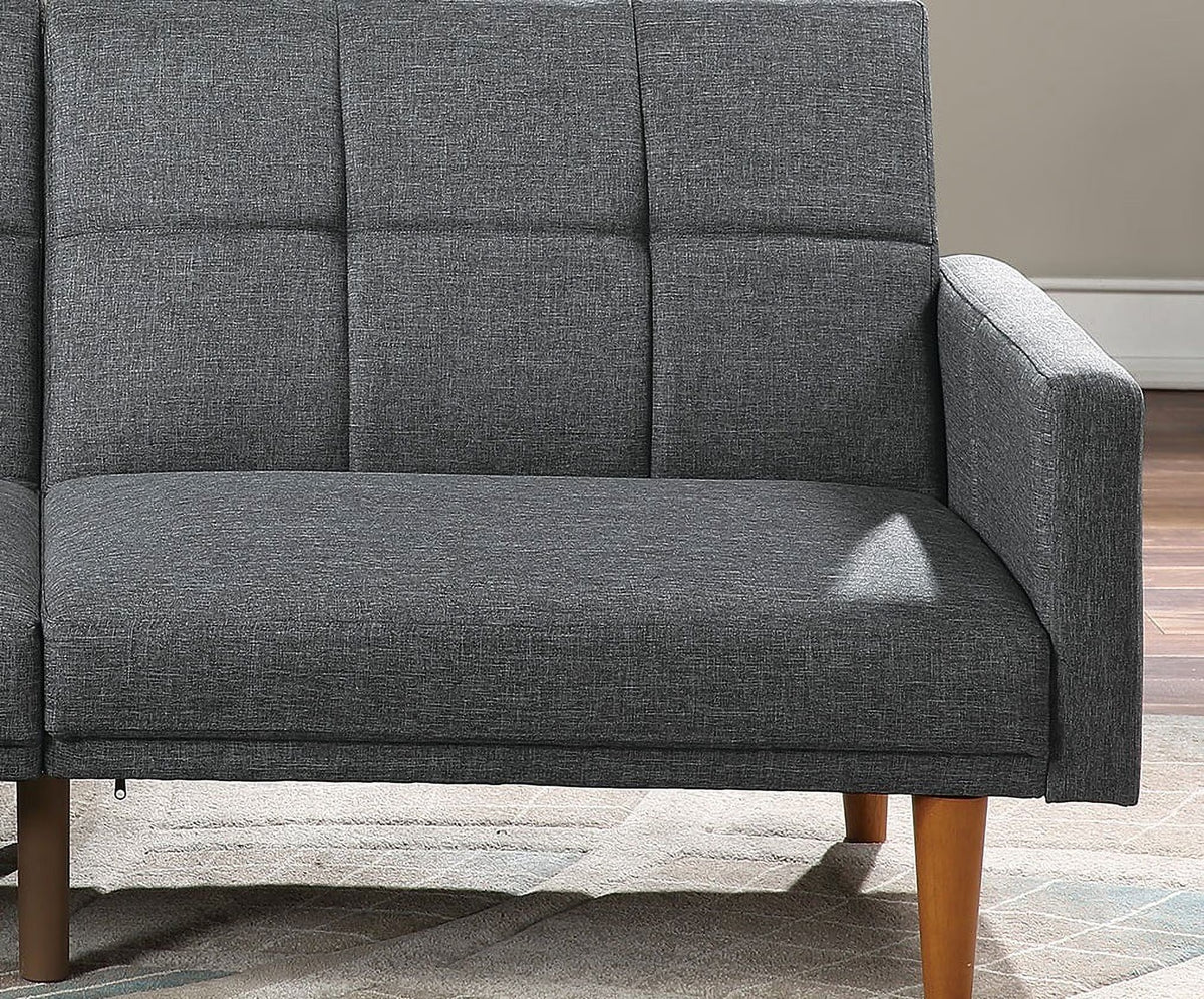 Gorgeous Modern Living Room Sofa Couch Convertible Bed Blue Grey Polyfiber 1Pc Couch Sofa Cushion Tufted Wooden Legs