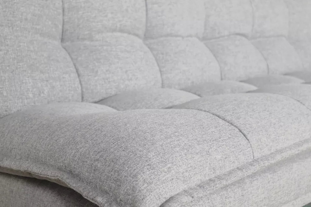 Light Gray Convertible Sofa Bed, Click Clack Mechanism Futon Sofa Couch, Plush Pillow Top Tufted Sofa