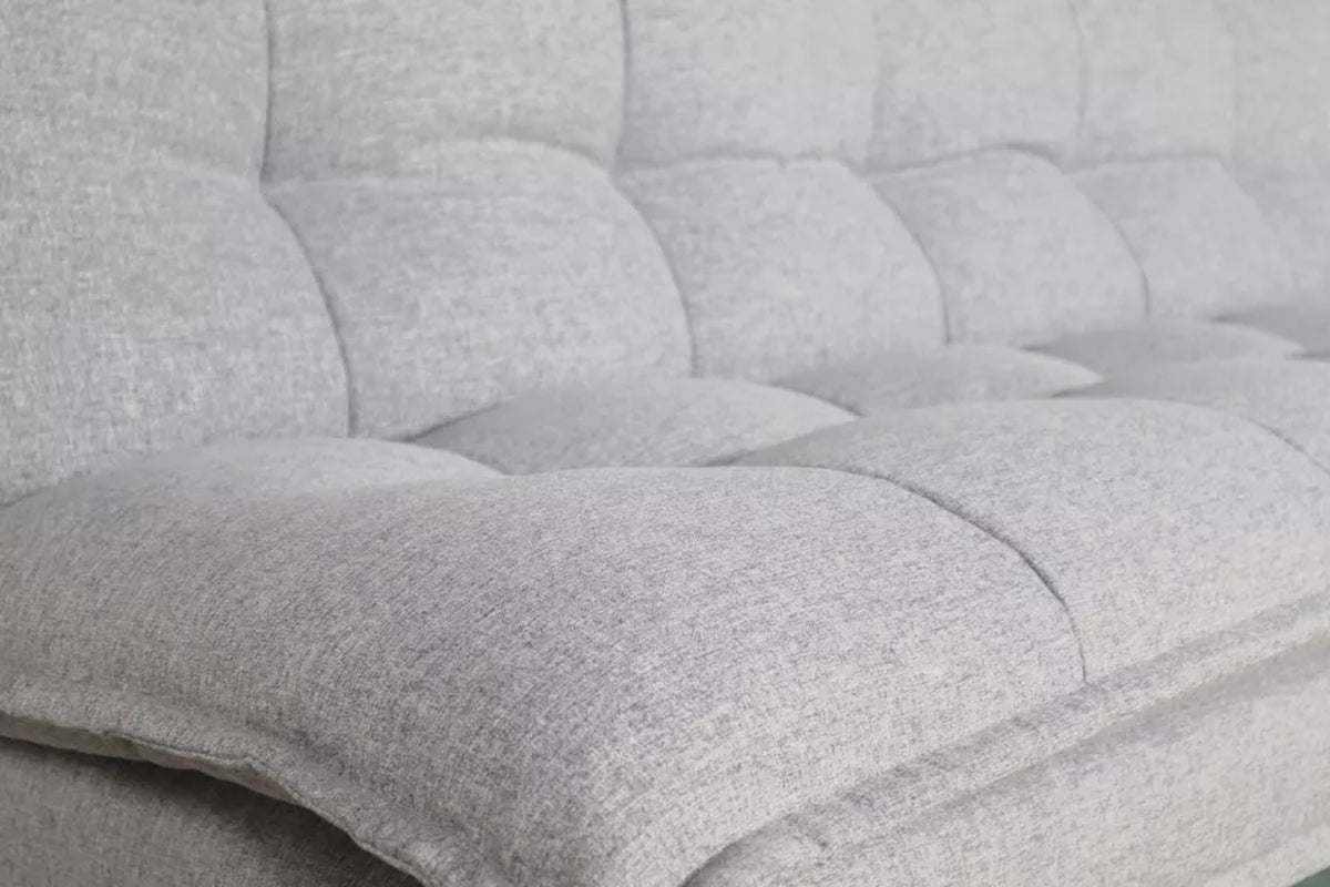 Light Gray Convertible Sofa Bed, Click Clack Mechanism Futon Sofa Couch, Plush Pillow Top Tufted Sofa