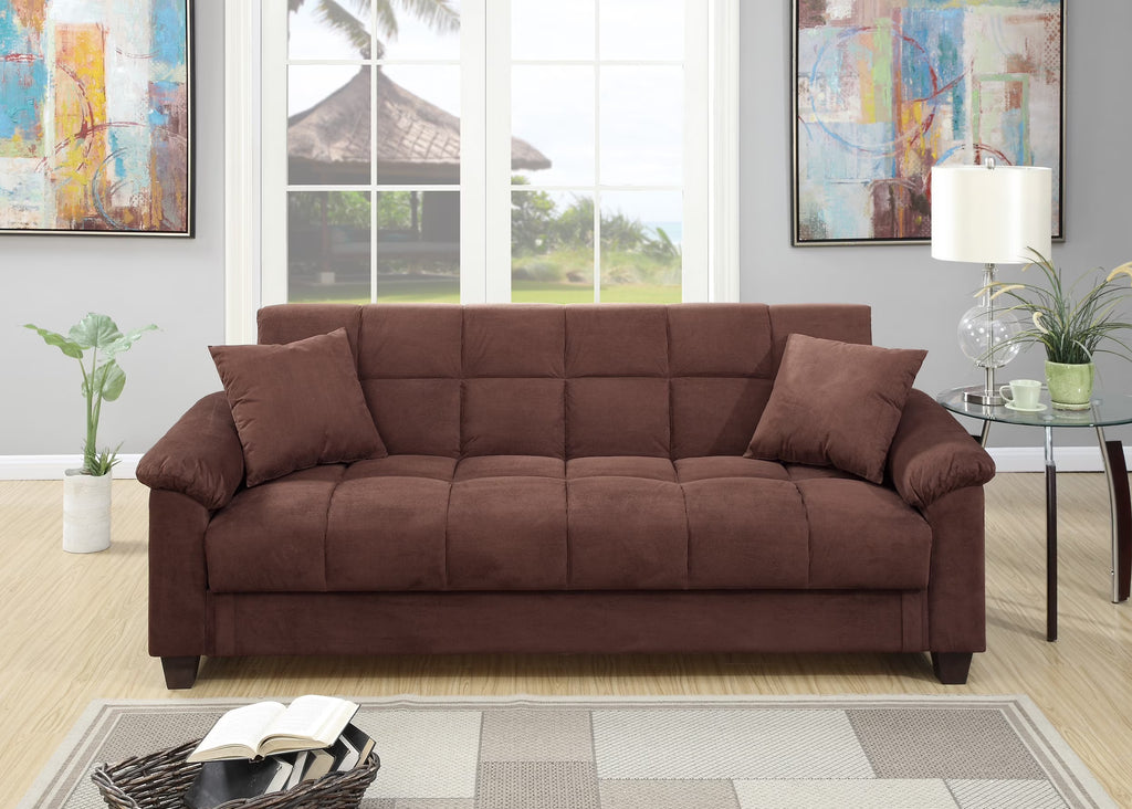 Modern Contemporary Living Room Adjustable Sofa Chocolate Microfiber Couch Plush Cushion Storage Couch 1Pc Sofa