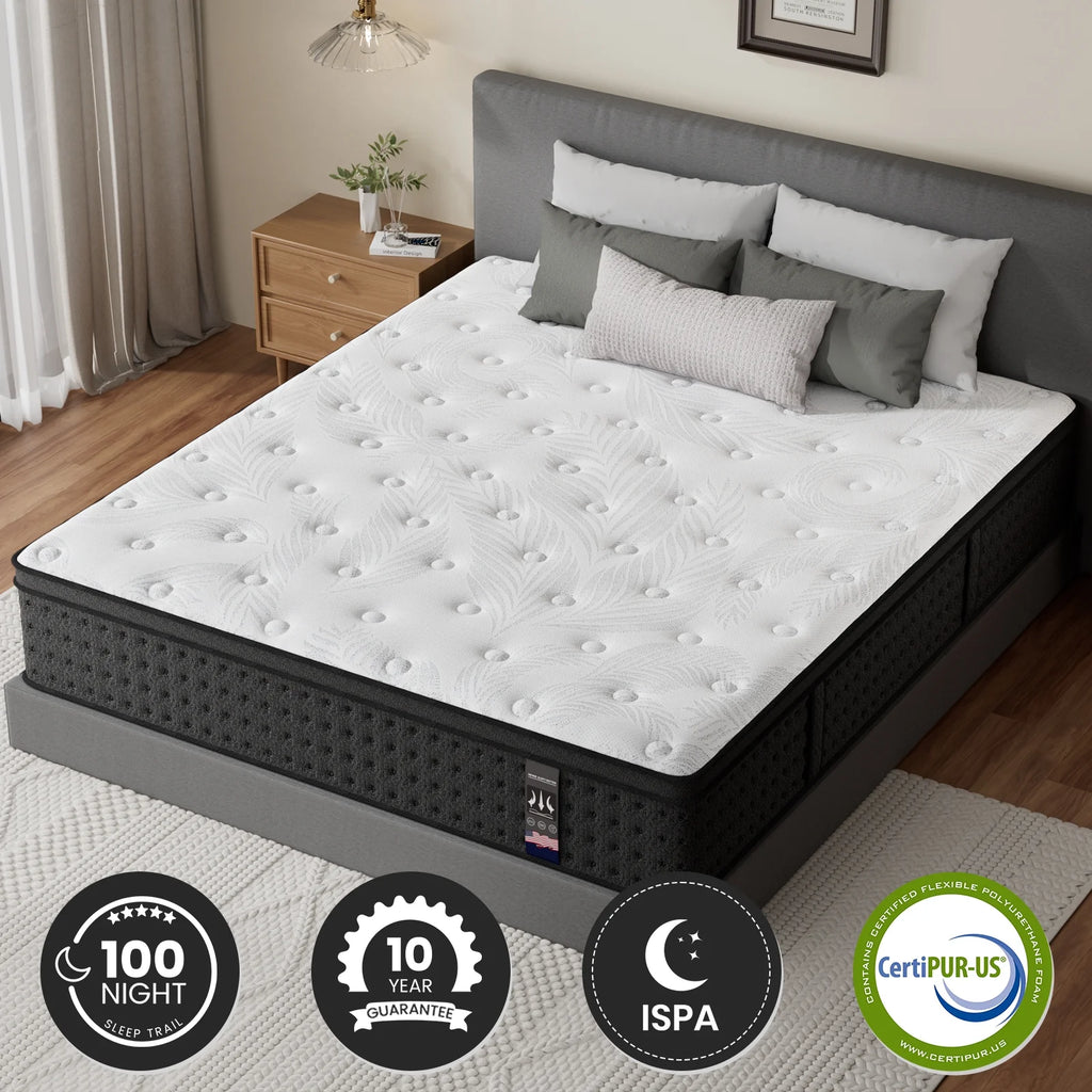 Mattress 14 Inch Full Size Gel Memory Foam Hybrid Mattress in a Box, Medium