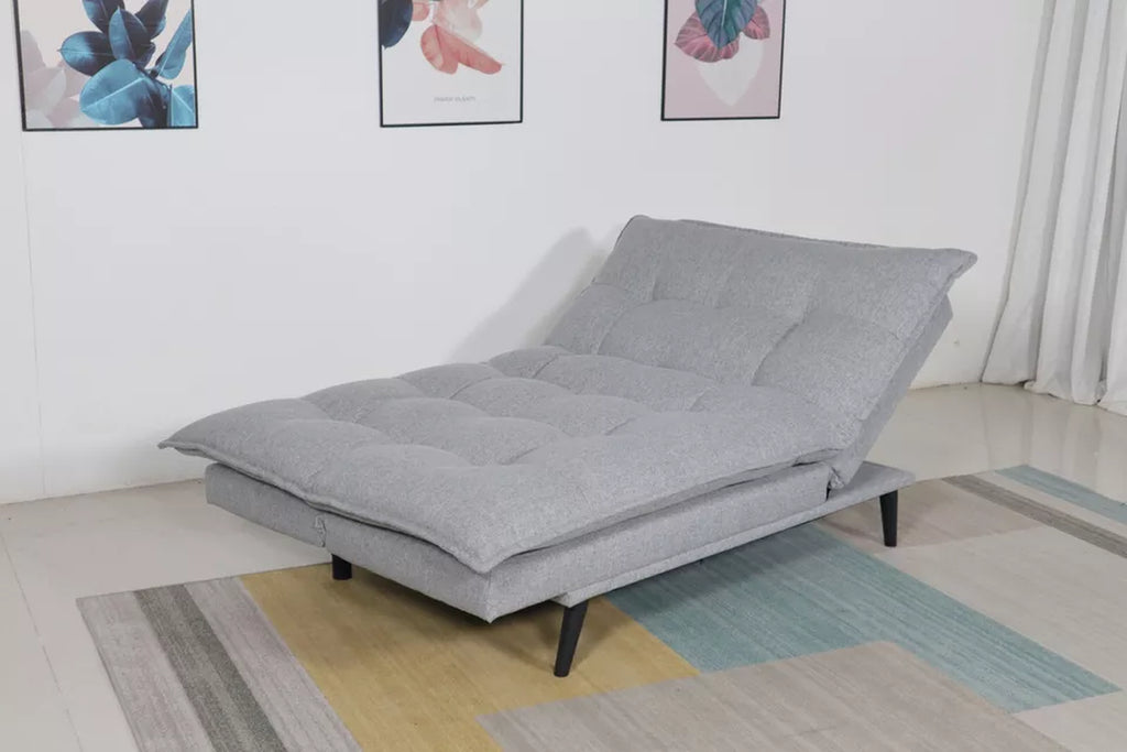 Light Gray Convertible Sofa Bed, Click Clack Mechanism Futon Sofa Couch, Plush Pillow Top Tufted Sofa